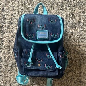 Loungefly Denim Backpack with Stitch Embroidery